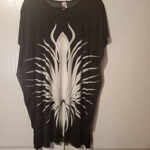 Black lotus flower swimsuit cover up size XL